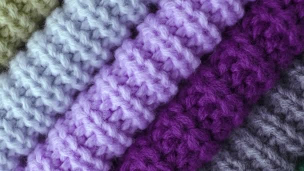 Shallow fabrics knitted with pastel color yarn 4K panning video — Stock Video