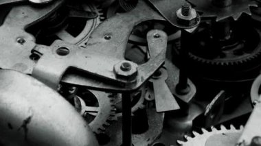 Saat mekanizması makro döngüsü. Eski tip saat mekanizması çalışıyor..