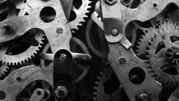 Mecanismo de reloj macro loop.Old mecanismo de reloj vintage de trabajo. — Vídeos de Stock