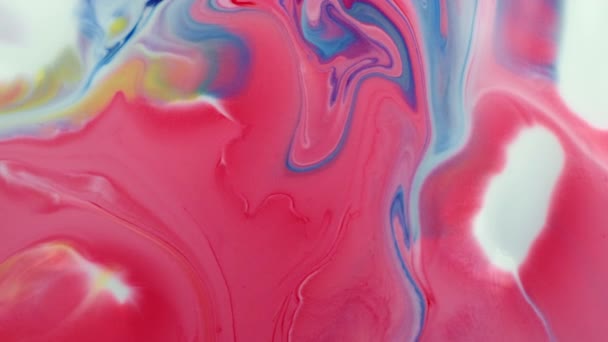 Multicolored acrylic paint. Slow motion. Fantastic surface. Abstract colorful paint. Top view — 비디오