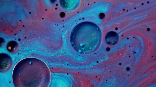 Multicolored acrylic paint. Slow motion. Fantastic surface. Abstract colorful paint. Top view — Stock Video