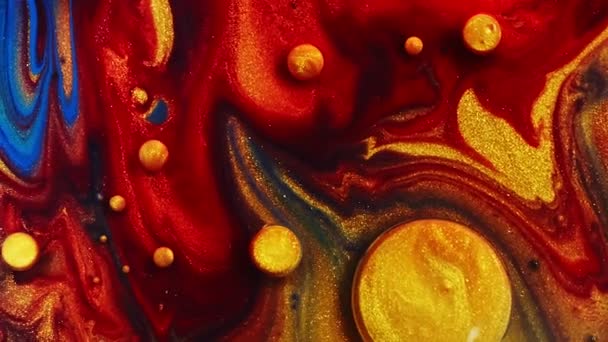 Red blue abstract painted texture. Multicolored acrylic paint. — Stock Video