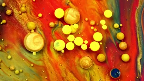 Surface de peinture rouge et jaune Univers de couleur Mouvement Multicolore Macro . — Video