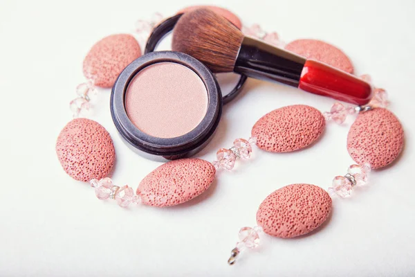 Makeup brush and powder — Stock Photo, Image