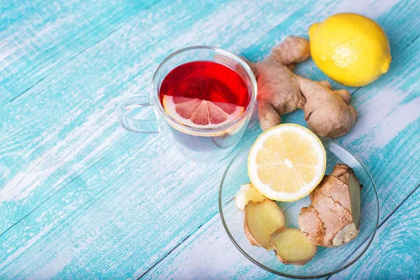 Té con limón y jengibre — Foto de Stock