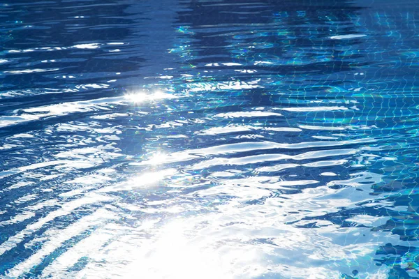 Patches of light of the sun on water in the pool