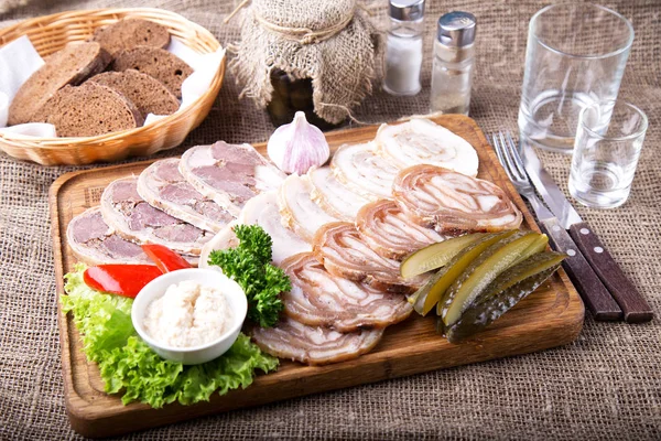 Appetizer with sliced meat — Stock Photo, Image