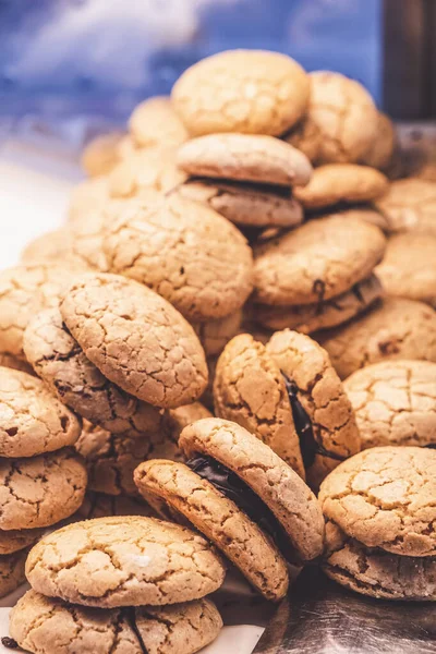 Galletas Galleta Con Capa Chocolate Primer Plano — Foto de Stock