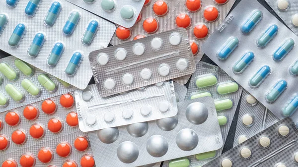 Hapların arka planı. Coronavirus 'u durdurun. Üst görünüm