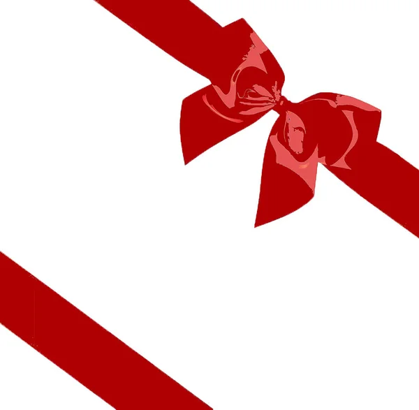 Una cinta roja y un lazo de Navidad, cumpleaños u otro elemento de diseño de envoltura de regalo — Vector de stock