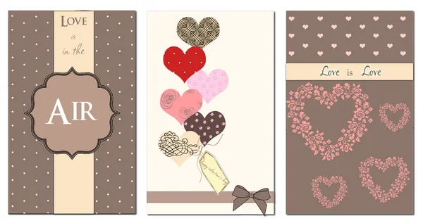 Grußkarten zum Valentinstag. Vektorsammlung mit Pinselschrift und handgeschriebenen Elementen. Etiketten in den Farben schwarz, weiß, gold und rosa für Ihr Design und Ihre Einladung. — Stockvektor