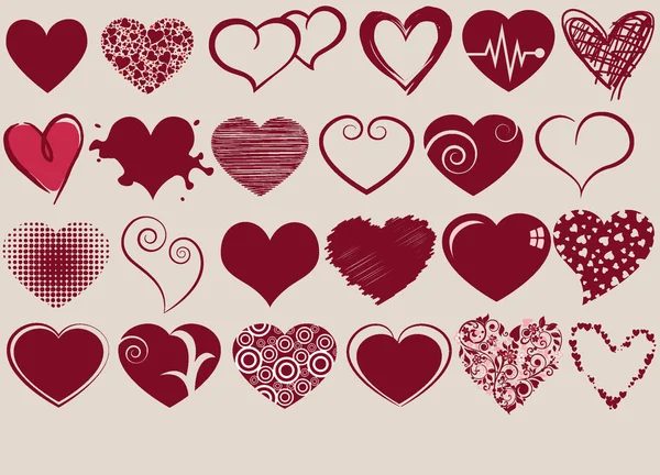 Vector doodle desenhado à mão grunge corações negros definido. Corações vetoriais postos. Desenhado à mão . Gráficos Vetores