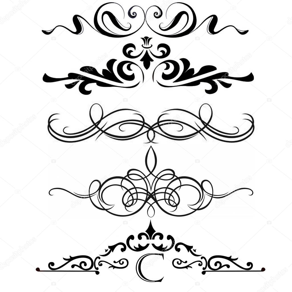 Calligraphic design elements, page dividers with thai ornament. Vector illustration. EPS 10.