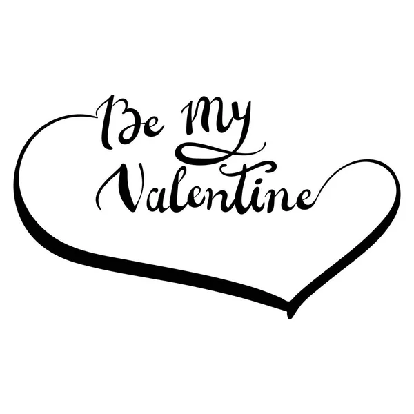 Bli min Valentine text vektorillustration av gratulationskort med hjärta. — Stock vektor