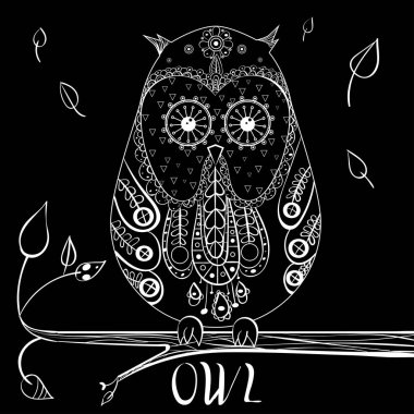 Baykuş zentangle handdrawn vektör çizim