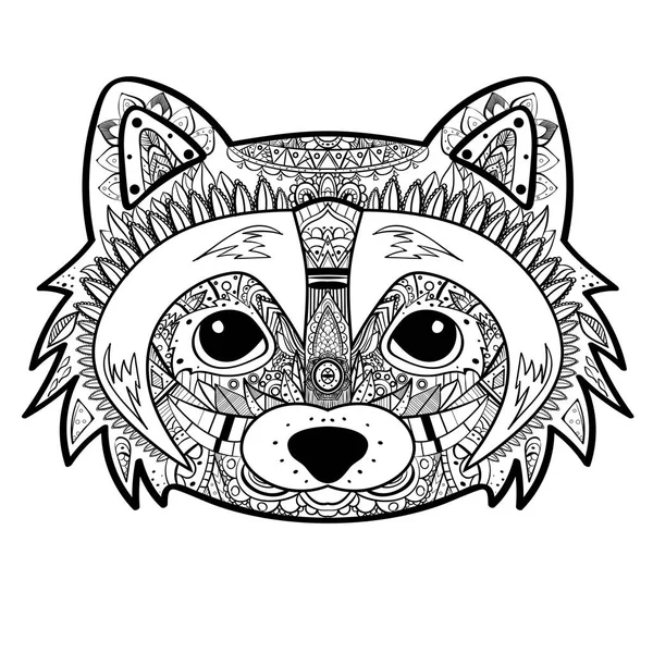 Zentangle gestileerde zwarte wasbeer gezicht. Hand getrokken doodle vectorillustratie. Schets voor tattoo — Stockvector