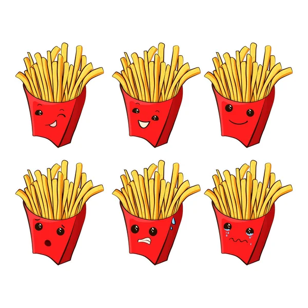 Kinder Restaurant Menü Karton Charakter. Vorlage für Ihre Projekte, Webseiten, Einladungen. lustige niedlich gezeichnete Pommes frites — Stockvektor