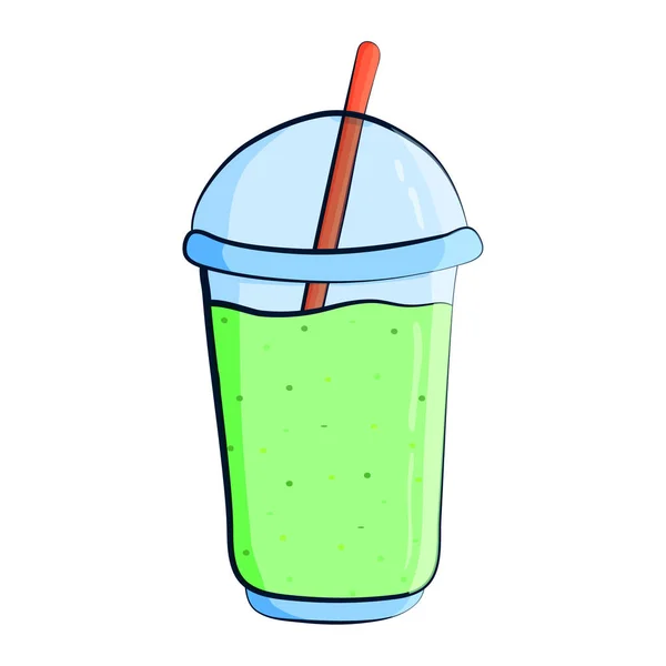 Vector cartoon illustration of green milkshake illustration — Stock Vector