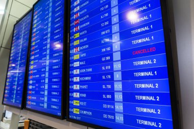 Kalkış kurulu Don Muang Uluslararası Havaalanı Tayland