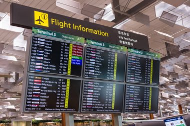 Kalkış kurulu Changi Uluslararası Havalimanı, Singapur