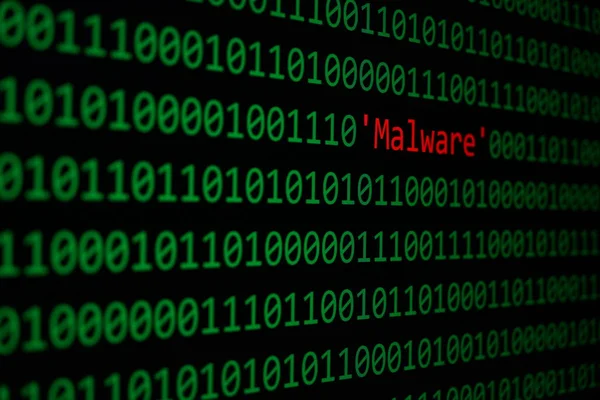 Kırmızı kötü amaçlı yazılım ve ikili kod kavramı güvenlik ve Malware saldırı.