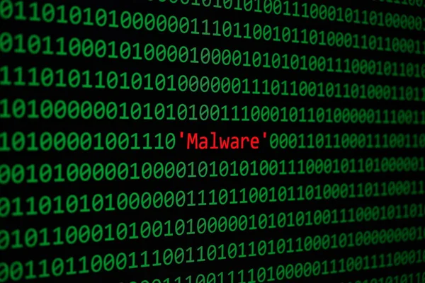 Kırmızı kötü amaçlı yazılım ve ikili kod kavramı güvenlik ve Malware saldırı.