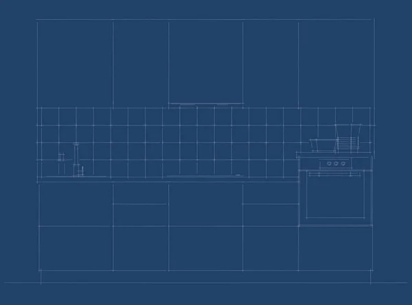 Blueprint of small kitchen facade.