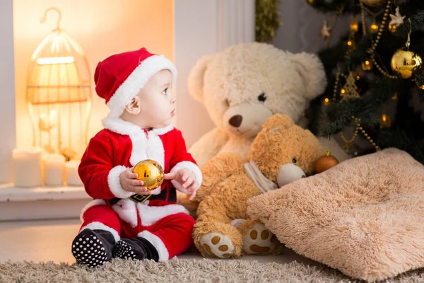 komik bebek çocuk sahte altın Noel top ile Santa şapka