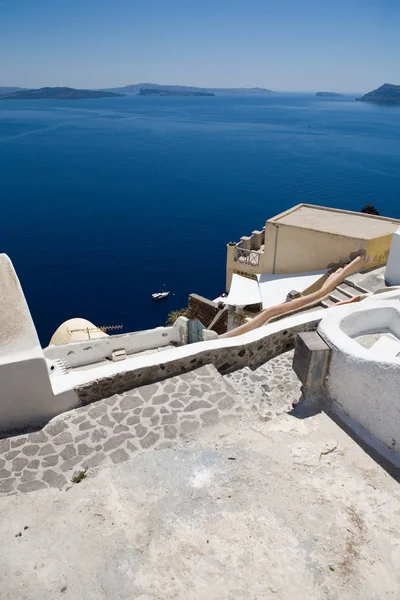 Santorini-sziget, Nézőpont, Oia falutól, Szantorini, Görögország — Stock Fotó