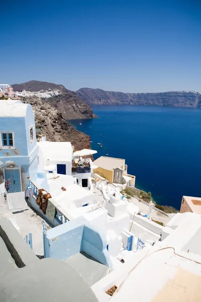 Santorini-sziget, Nézőpont, Oia falutól, Szantorini, Görögország — Stock Fotó