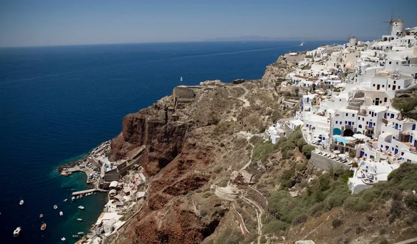 Santorini-sziget, Nézőpont, Oia falutól, Szantorini, Görögország — Stock Fotó