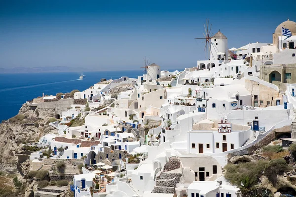 Santorini-sziget, Nézőpont, Oia falutól, Szantorini, Görögország — Stock Fotó