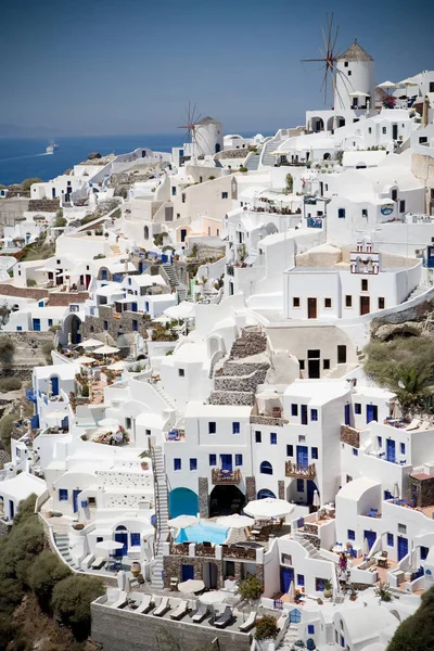 Santorini-sziget, Nézőpont, Oia falutól, Szantorini, Görögország — Stock Fotó