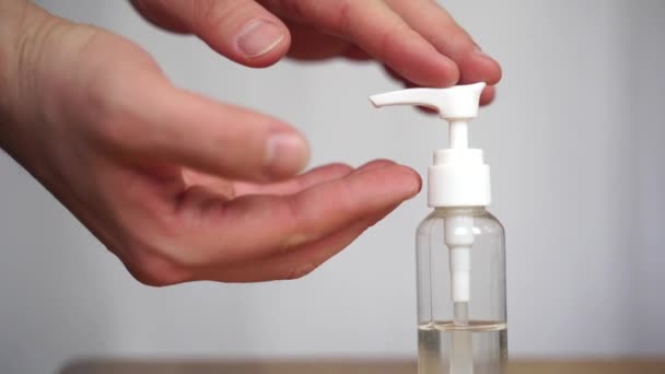 Гель дезінфікуючий засіб для рук для чищення рук Гігієна запобігання коронавірусу — стокове відео