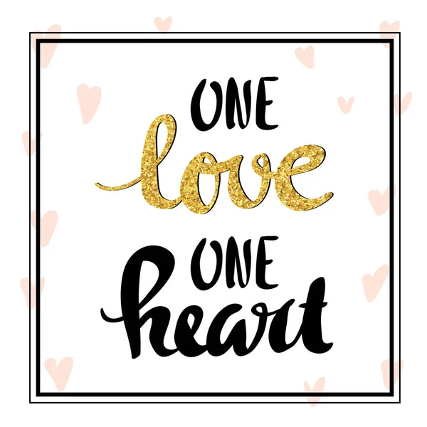 Jedna láska jednoho srdce. písmo pro plakát — Stockový vektor