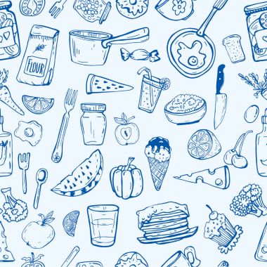 Mutfak eşyaları ve yemek pişirme desen