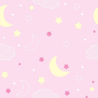  Pembe desen. gece desen. ay ve yıldız