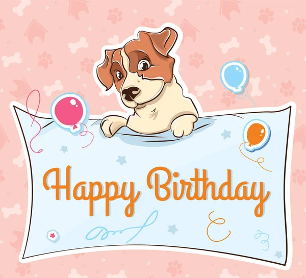 Jack Russell Terrier llustration cartoon card — Stockvektor