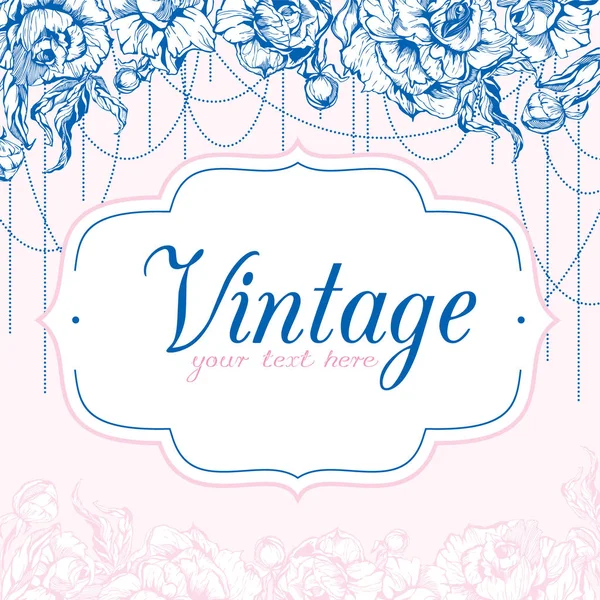 Tarjeta Vintage con peonías — Vector de stock