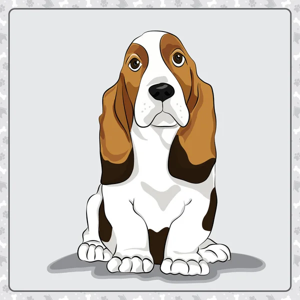 Basset-Hound illustrazione cartone animato cane illustrazione — Vettoriale Stock