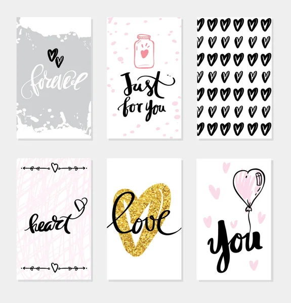 Set tarjetas de boda Caligrafía para el diseño — Vector de stock