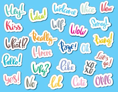 Çizgi roman tarzı sohbet için etiket koleksiyonu 