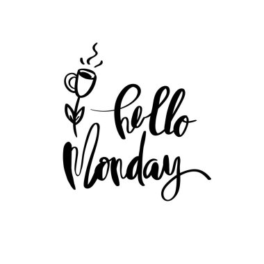 Pazartesi parşomen tipografi için Merhaba