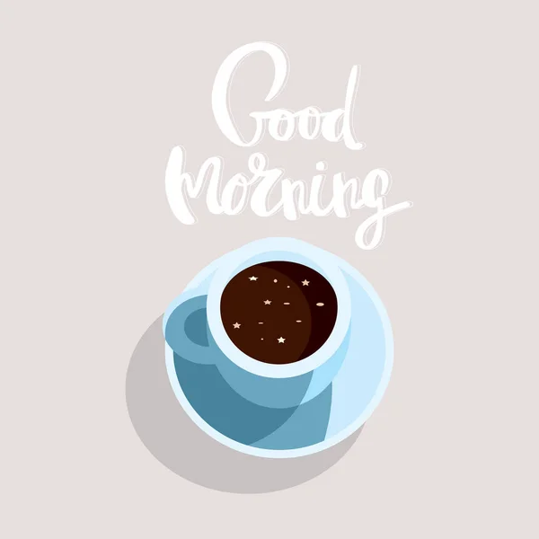 Postcard good morning coffee calligraphy — Stock Vector