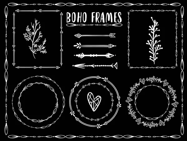 Conjunto de elementos Boho marcos — Archivo Imágenes Vectoriales