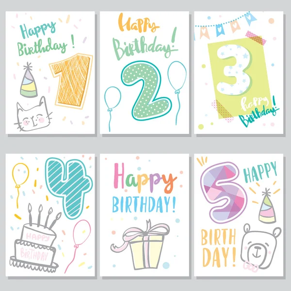 Set Feliz cumpleaños bebé — Vector de stock