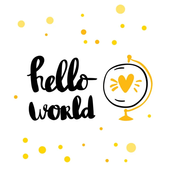 Hello world lettering card — Stock Vector