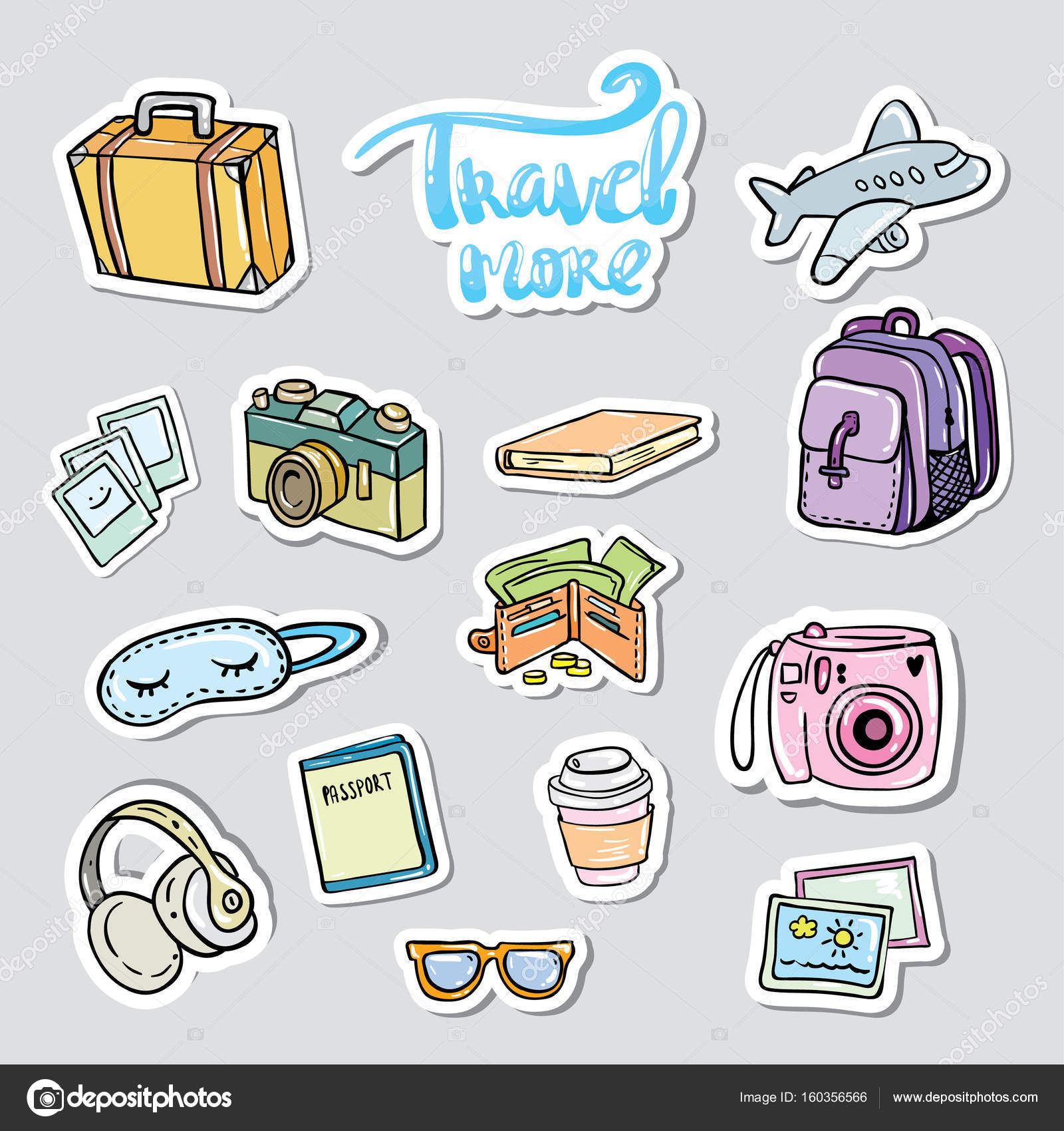 Set travel sticker. Traveling icons Stock Vector by ©Ivanna_Pliskova  160356566