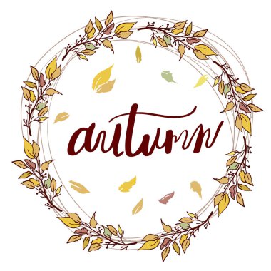 Sonbahar çerçeve hat. sezon afiş kartı 