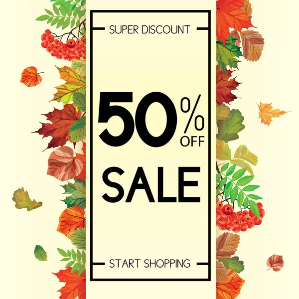 Yazı ile sonbahar satış ve tipografi el ilanı